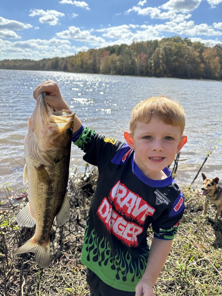 This boy is hooked on the big ones!