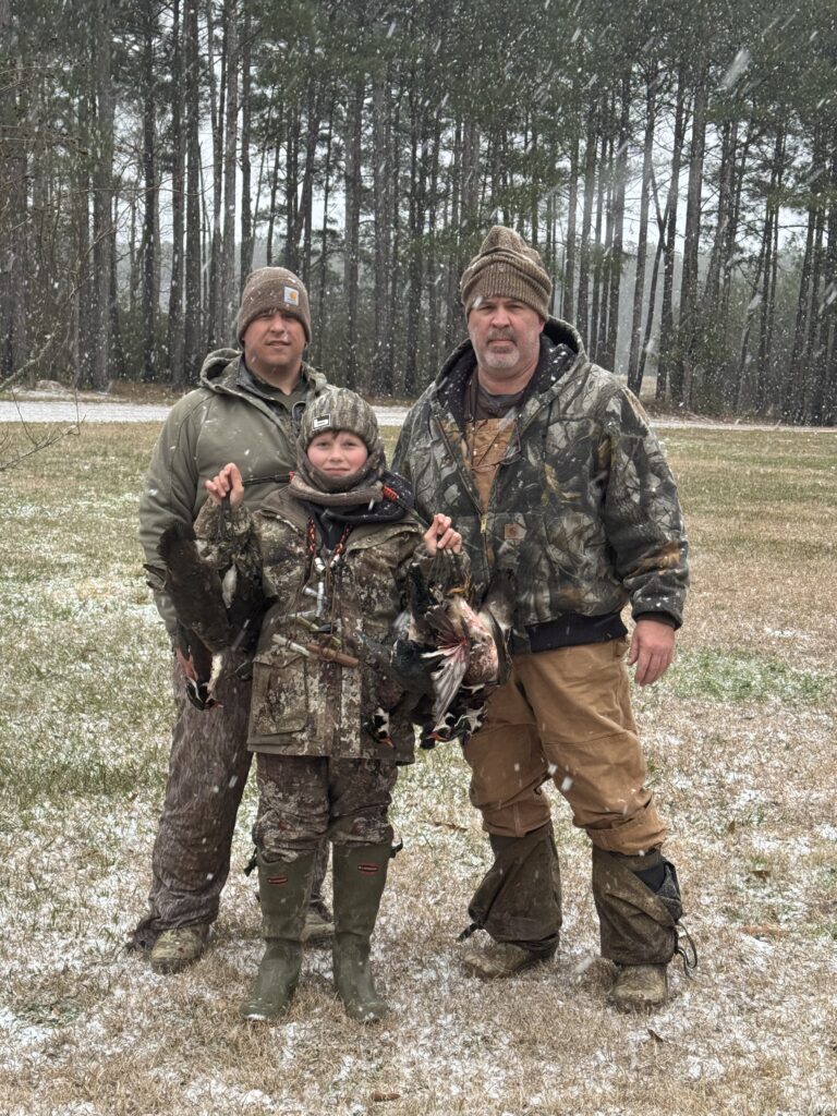 Grandson, Daddy and Grandfather on a wood-duck hunt